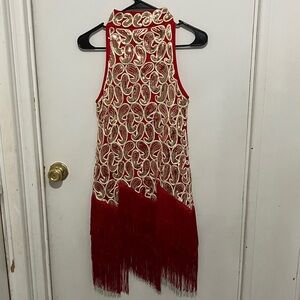 Red and Gold Asymmetrical Dress